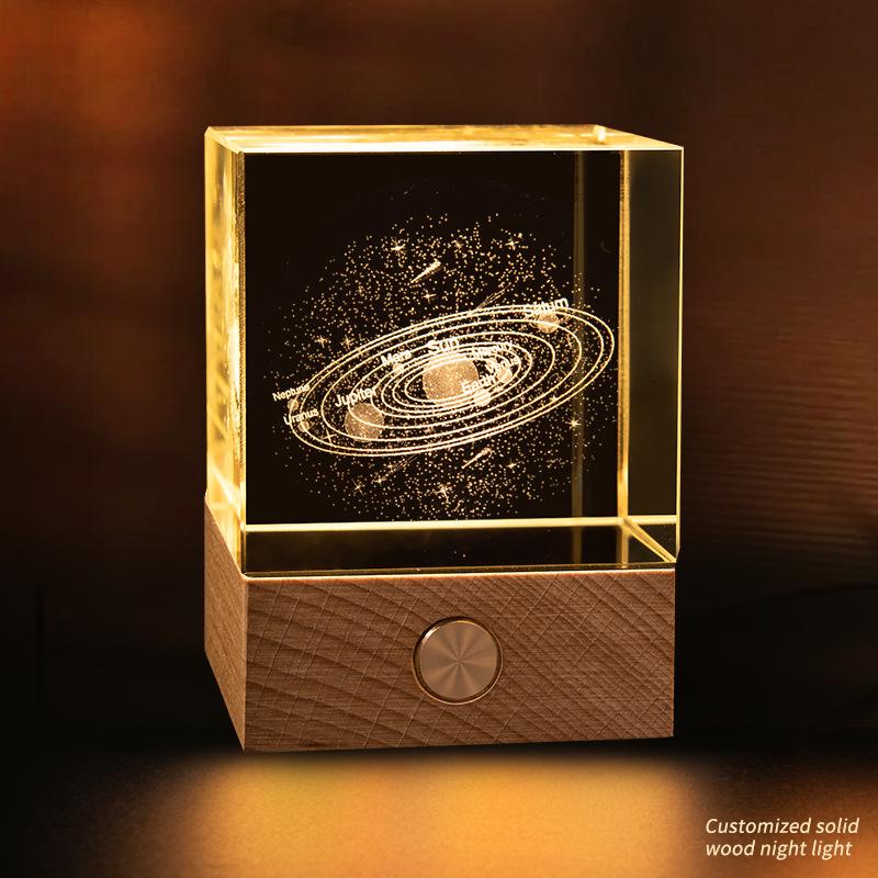 Starry Sky Cube Crystal Night Light: Creative Bedside Atmosphere Lamp