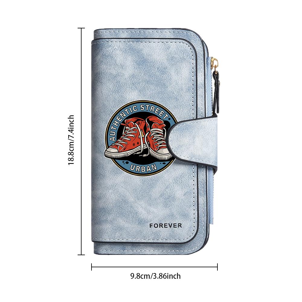 Vintage Urban Pattern Long Wallet Multi Slot Casual Portable Purse Fashion Daily Use Card Holder