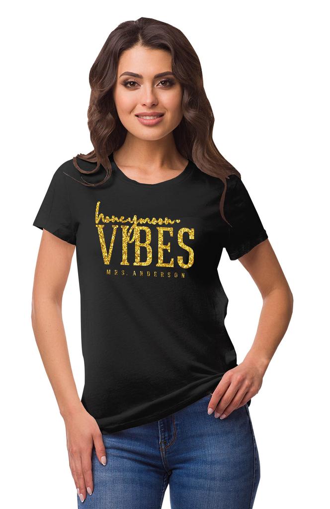 Inkdotpot Personalized Womens Tshirt Top Honeymoon Vibes Mrs Wedding  Announcement