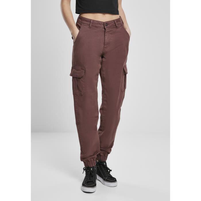 Pantalon Femme - Urban Classics - High Waist Cargo - Bordeaux - Taille Haute - Coupe Cargo