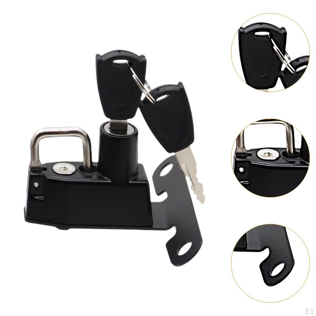 Helmet Lock Security Compact Aluminum Alloy Motorbike Accessories with 2 Keys Mount Hook for