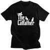 Custom The CatFather Funny Cat Dad T Shirt Men Short Sleeve Pure Cotton Tshirt Leisure Tees Streetwear Tshirts