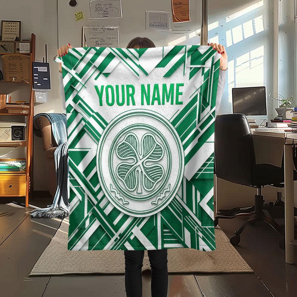 Custom Name,Celtic FC Printed Flannel Blanket, soft throw for bedroom sofa, washable, Christmas present, great gift.