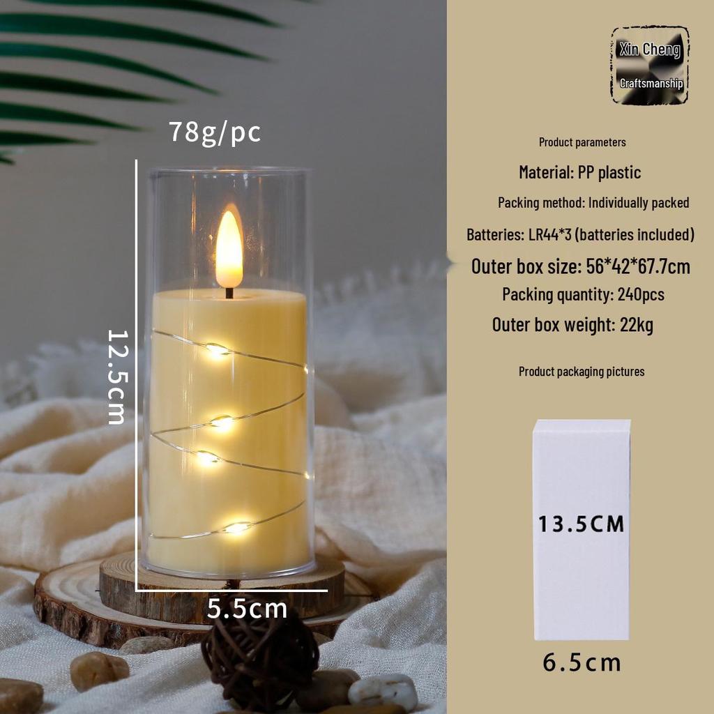 Simulated LED Candle String Lights with Acrylic Cups for Christmas, Birthdays, and Weddings