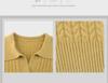 2024 Autumn-Winter Women's Korean Style Knitted Lapel Sweater Dress - Over the Knee, Medium-Length, Loose Fit