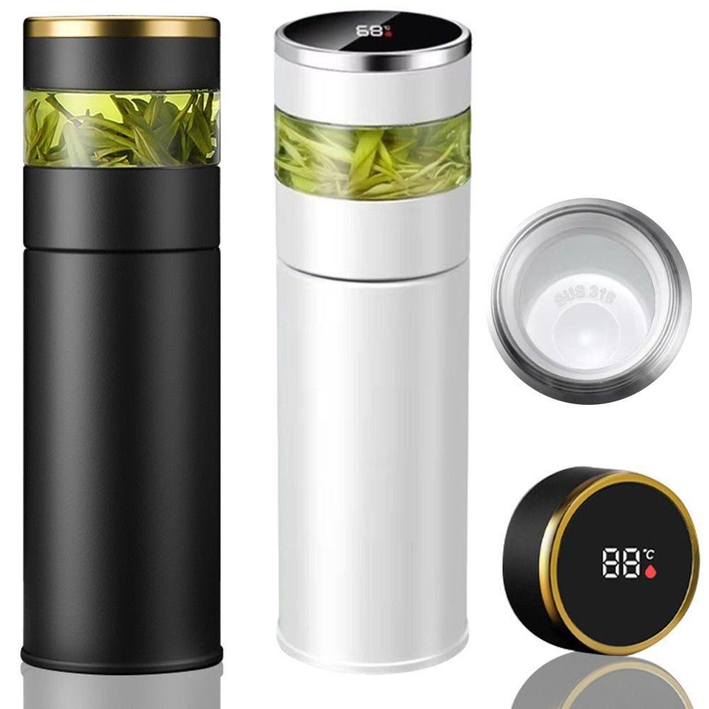 Stainless Steel Ceramic Coated Insulated Cup LED Temperature Display Tea Infuser Bottle