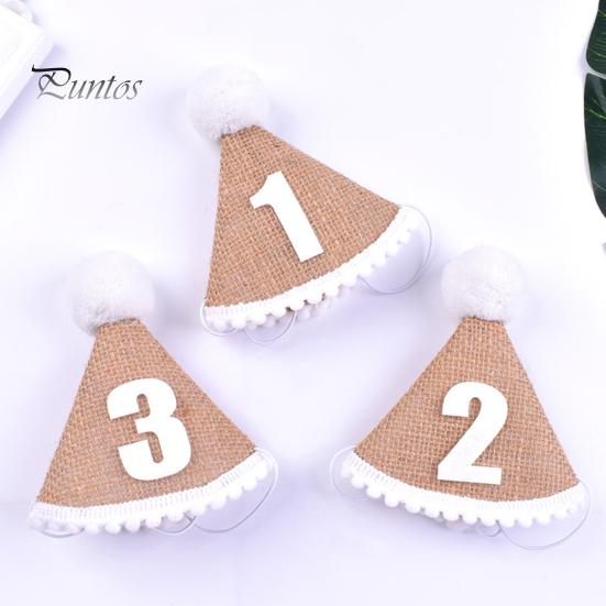 Birthday Hat with Pompom Ball Elasticated Braided No Deformation Wide Applications Decorate Lightweight Newborn Baby Birthday Party Hat for Kids