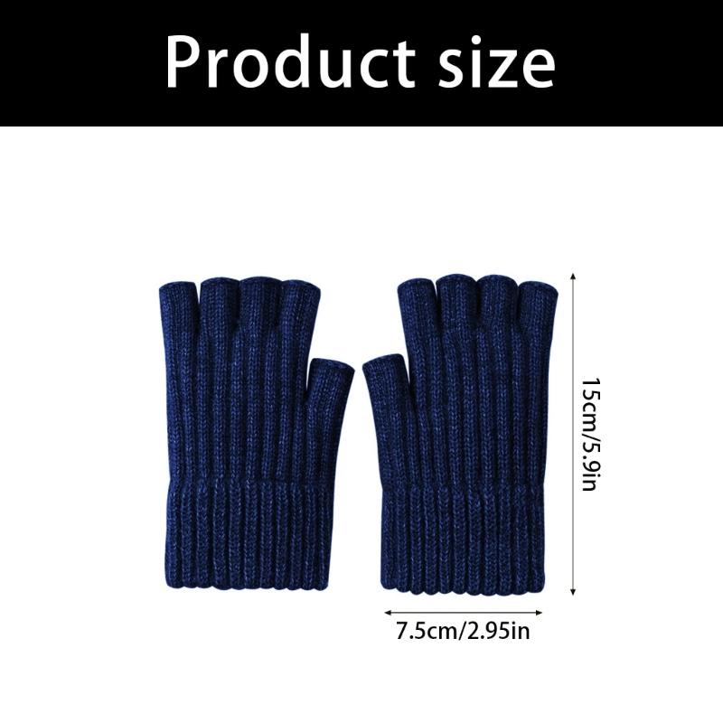 Thick Knitted Fingerless Gloves For Men Cold Weather Cycling Outdoor Activity Warm Thermals Protection