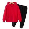 Kids' Unisex Big Kids 2-Piece Solid Color Hooded Zip-Up Top and Pants Set Casual Spring Fall Outfit