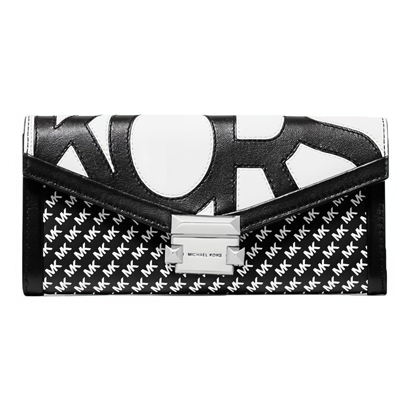 Michael Kors Whitney Long Letter Logo Leather Wallet Women wallet Black White 32S9SWHC9O-BLKOPTICWHT Basic Set BagBox 20840₽
