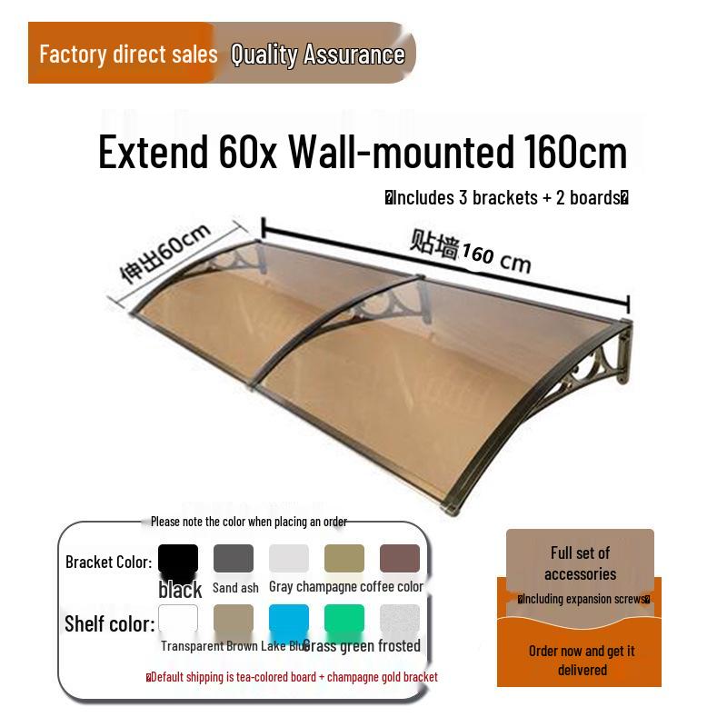 Aluminum Alloy Window Awning: Outdoor Polycarbonate Sunshade & Rain Shelter for Doorway or Balcony