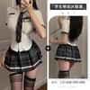 Womens Japanese Style JK Uniform Set Short Sleeve Shirt Plaid Skirt High Waist Casual Outfit