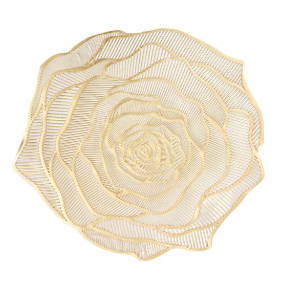 PVC Placemat Heat-Resistant Reusable Table Mat Hollow Rose Shape Insulation Pad for Dining Table Decoration