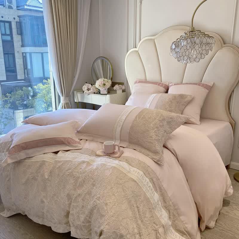 mling Combed Cotton Embossed 4-Piece Bedding Set