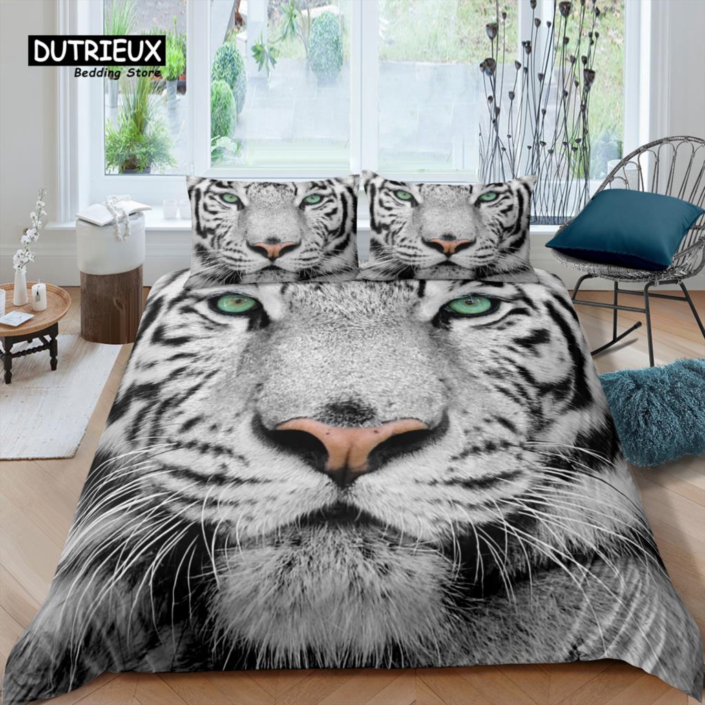 

Роскошный 3D комплект постельного белья с тигром для дома, удобный комплект пододеяльника и наволочек, детский комплект постельного белья, размеры Queen и King, EU/US/AU/UK EU single(135x200cm)