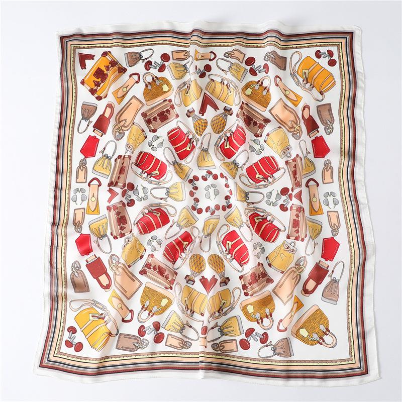 Xiaoxiangfeng silk scarf women's decorative versatile scarf imitation silk scarf 71cm small square scarf tied bag literary headband