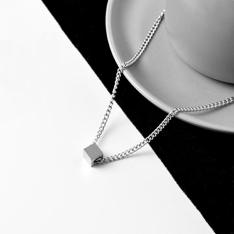 Men's Hip Hop Geometric Square Stainless Steel Necklace - Trendy, Simple, Versatile Clavicle Chain Niche Design