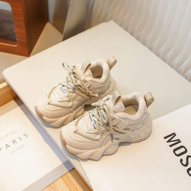 Children's winter shoes soft-soled sports shoes spring and autumn new girls two cotton shoes velvet boys dad girls shoes