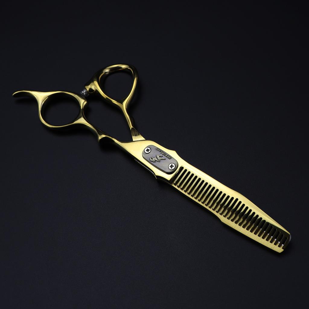 6.0 inch gold Nepsen double-sided sword hair scissors, hair scissors, flat-cut tooth scissors, thin scissors