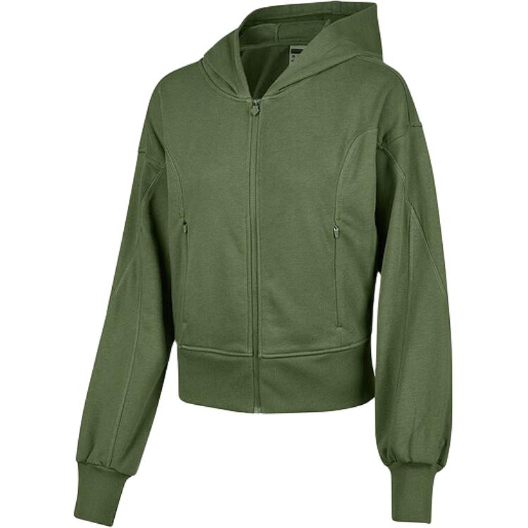 Skechers Zipper Fashion Hooded Long Sleeve Jacket Women jackets Stone-Green P324W064-01CL L