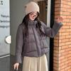 Womens Korean Style Stand Collar Knit Panel Down Jacket Short Puffer Coat 90% White Duck Loose Fit Winter