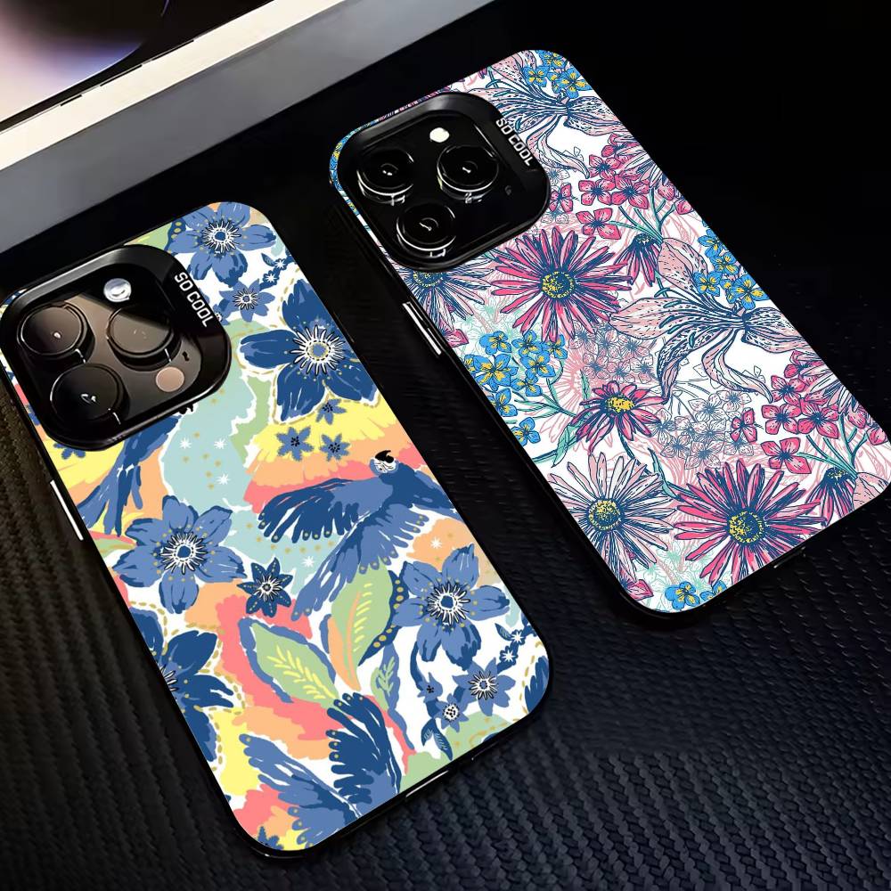 Flowers A-Art Phone Case For iPhone17,16,15,14,13,12,11,Pro,MAX White Matte Shockproof Cover