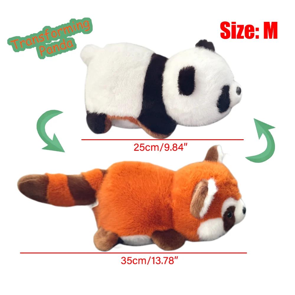 Reversible Red Panda Plush Toy 2 In 1 Transforming Soft Pillow Cute Raccoon Stuffed Animal Gift For Kids