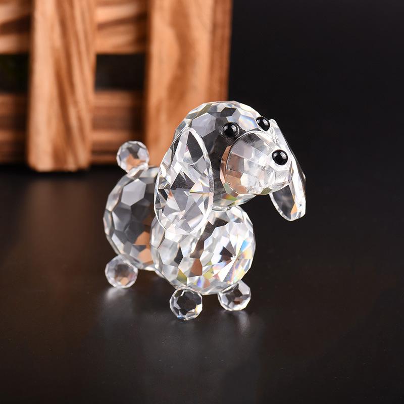 Křišťálová figurka psa těžítko Crafts Collection Broušené sklo Ornament Socha Zvířecí dárky pro děti Vánoční dárky