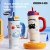 Cute Cat Pattern Stainless Steel Thermos Flask For Girls With Large Capacity And Leakproof Lid