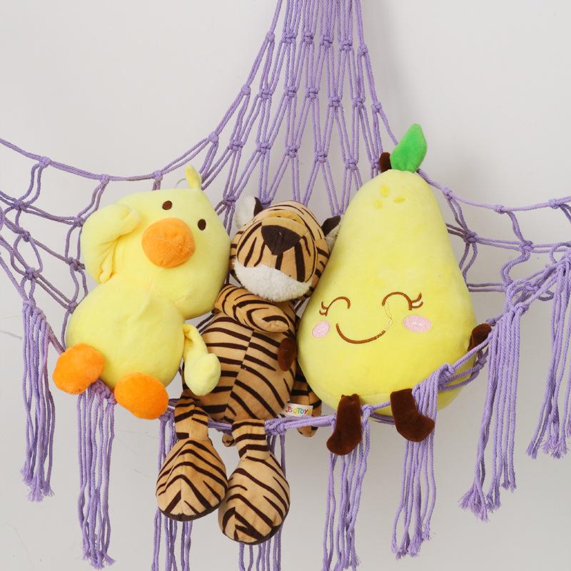 Handmade Triangle Woven Net Bag for Bedroom Doll Storage and Wall Hanging