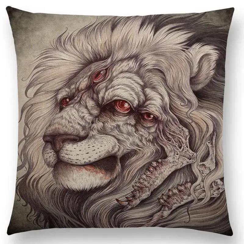 Dark Creatures Mysterious Mythical Beasts Sofa Pillow Case Cat Deer Bird Fox Tiger Snake Cushion Cover
