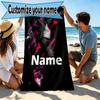 Custom Name Personalized Michael Jackson Print Beach Towel, for Trip Camping Beach Party Home Decor, Birthday Gift for Family & Friends