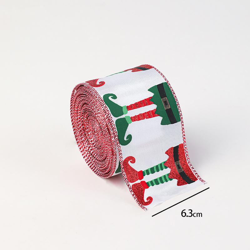 Lmitation Linen Christmas Tree Ribbon Xmas Gift Fabric Swirl Ribbon New Christmas Ribbon