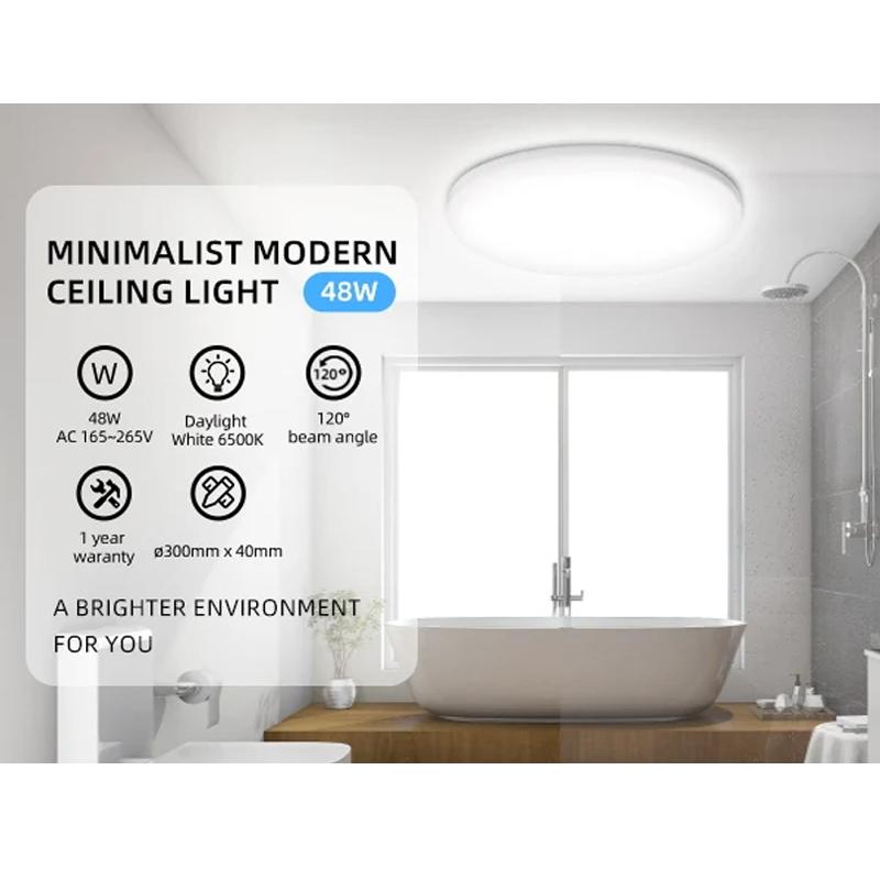 Modern LED Ceiling Lamp 85-264V Waterproof Dustproof Tricolor Dimmable Light Fixture with Remote Control for Home Decoration