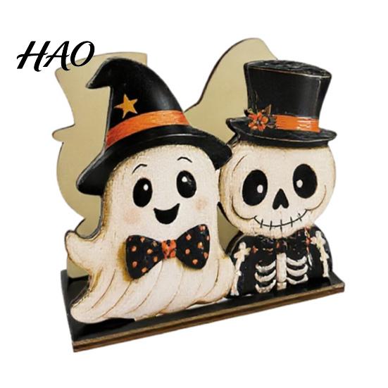 Holiday Party Supplies Halloween Wooden Napkin Holder, Cute Black Cat Mummy Pumpkin Spooky Kitchen Decor Desktop Organizer for Party, Festive