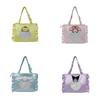 Pattern Lace Design Tote Bag With Transparent Compartment For Daily Use Girls