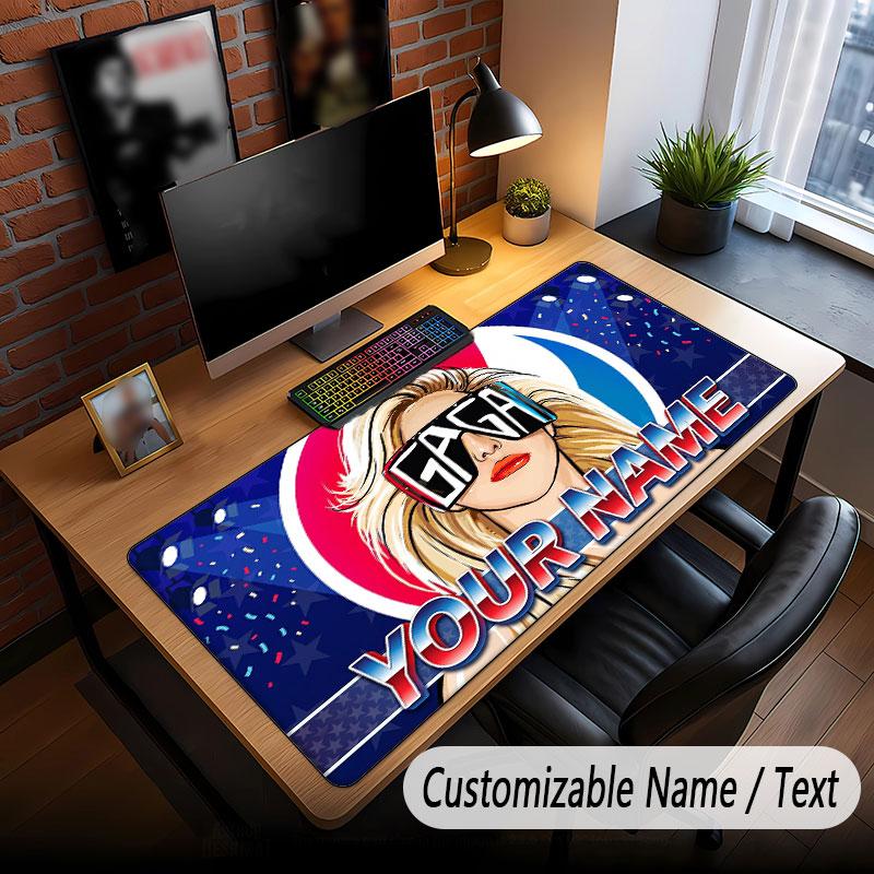 Custom Name Extended Mouse Pad,Lady Gaga Gaming Desk Mat For Home Office Desktop Decor
