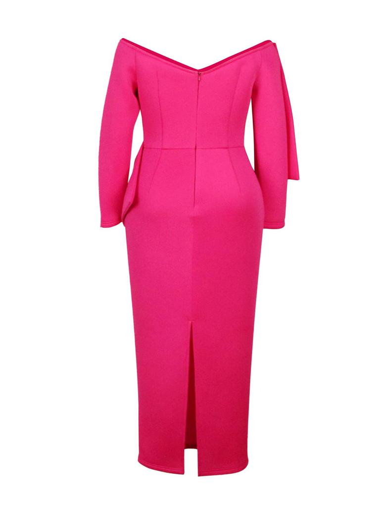 Rochie de petrecere cu umerii goi, cu fundă, talie înaltă, subțiatoare, mărimi mari S-XXXL