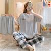 3 Sets Of Summer Women's Pajamas Set Of Short-Sleeved Long Pants Casual Girls Homewear Sets Teenage Homewear