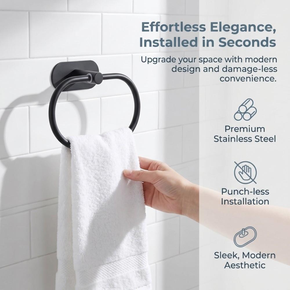 Oval Shaped Towel Ring Stainless Steel Towel Rack Bathroom Kitchen Restroom Laundry Room