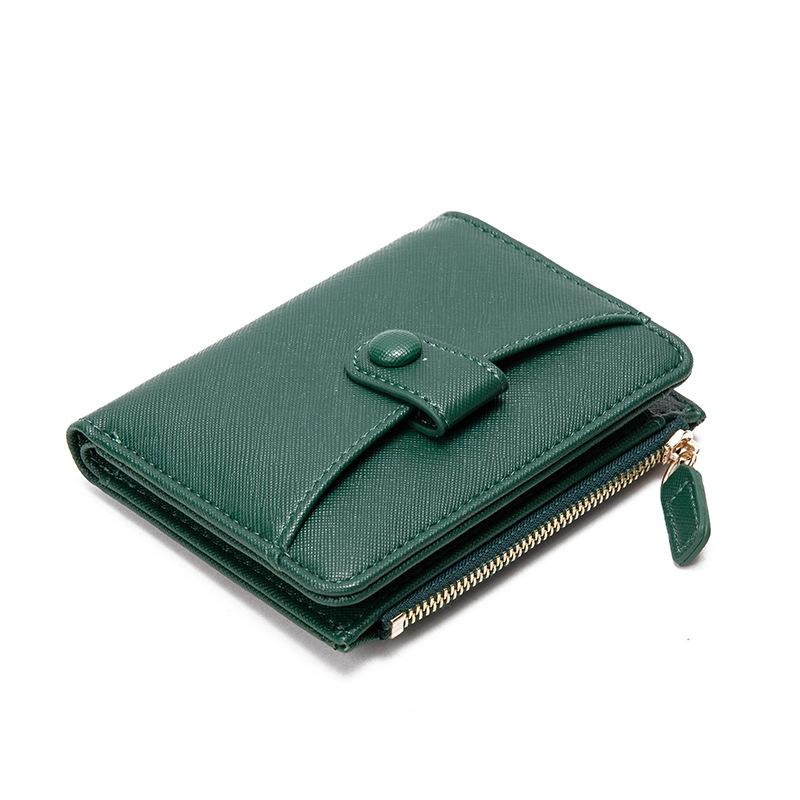 short wallet women's new model, cross pattern zipper buckle women's wallet, multi-card small wallet