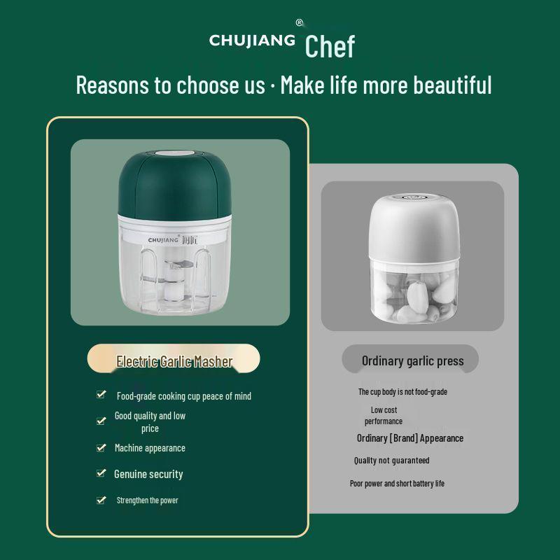 Electric Garlic & Meat Grinder: Automatic Garlic Mincer, Masher, Press, Crusher, Chopper for Household Use