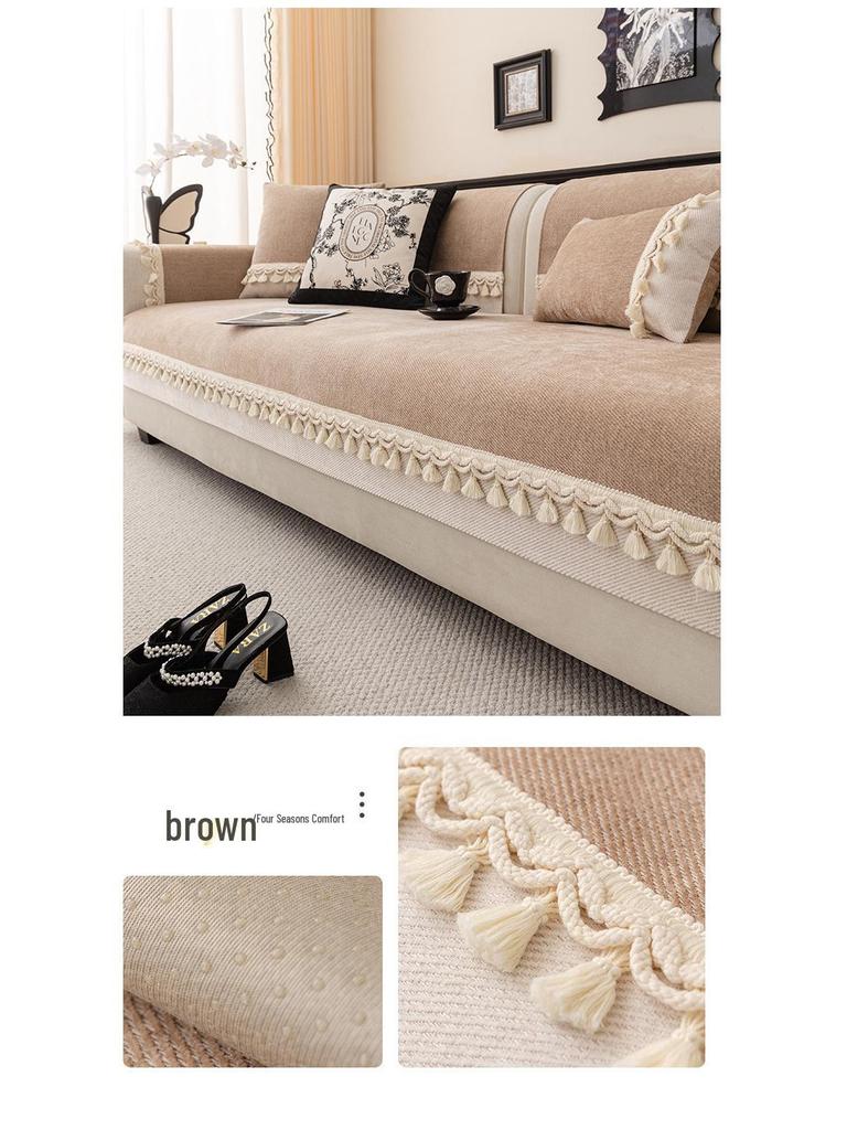 Nordic Style Chenille Sofa Cushion, Universal Non-Slip, Thickened Wear-Resistant Cover for All Seasons.