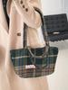 Herbst/Winter Handtasche mit großem Fassungsvermögen im Karomuster - Vielseitige Tragetasche für Damen und Studentinnen im koreanischen/japanischen Stil