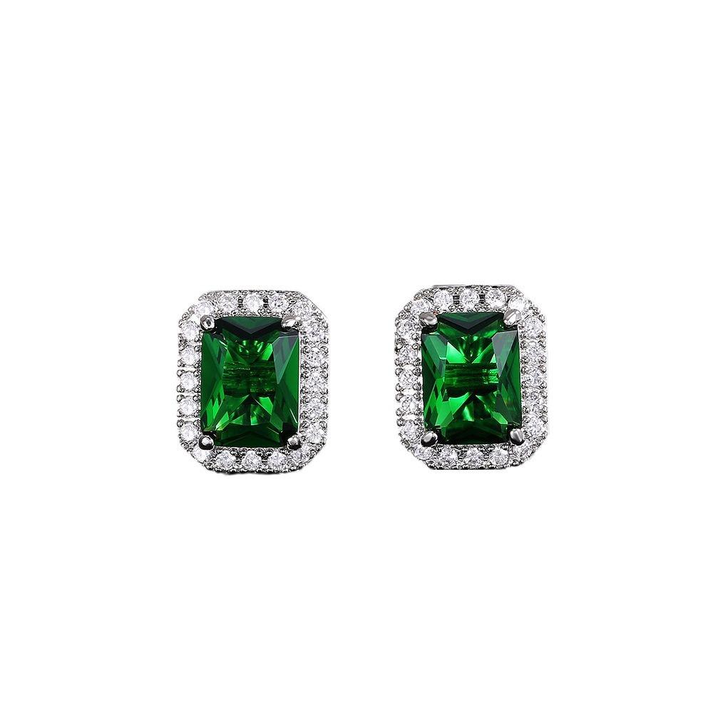 Earrings: Unique Design with Zircon Inlay, Square-shaped Women's Stud Earrings, Versatile and Elegant Accessory