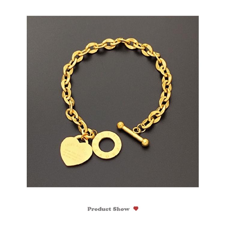 Adjustable OT Buckles Heart Charm Stainless Alloy Jewelry Elegant Wrist Chain For Sensitive Skin And Long Lasting Shine