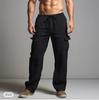 Pantalones casuales holgados y ligeros para hombre, con cordón y cintura elástica, para yoga, playa, rectos, transpirables y con bolsillos.