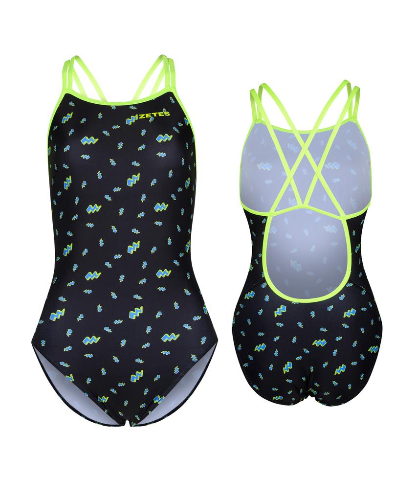 Jeteseu Women'S Double Strap Crossbody One-Piece Swimsuit Thunderbold L_9A0054