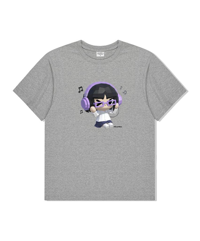 Deomopeuhauseu 3D Music Girl Oversized Short Sleeve T-Shirt [3 Colors]