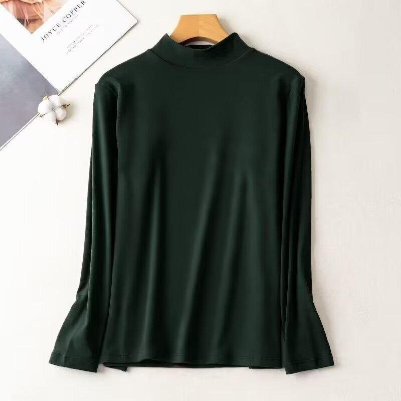 German Velvet Bottoming Shirt Men'S Long-Sleeved Spring And Autumn Loose Inner Sweater T-Shirt Semi-Turtleneck Hong Kong Style Boys Autumn Clothes